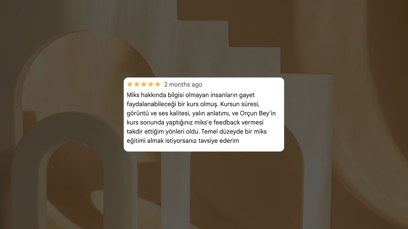 miksin temelleri kursu için google maps'te kurs katılımcı değerlendirmesinin ekran görüntüsü
