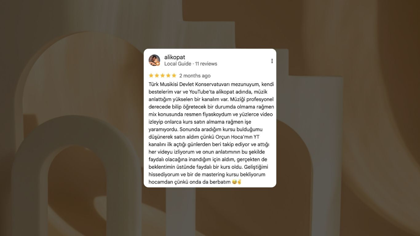 mix kursu kullanıcı değerlendirmesi ekran görüntüsü