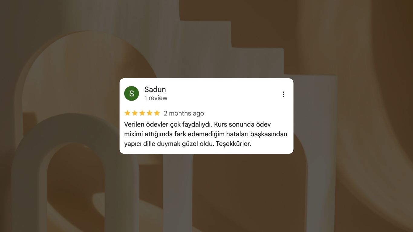 mix kursu ödevinden memnun kalan katılımcı değerlendirmesi