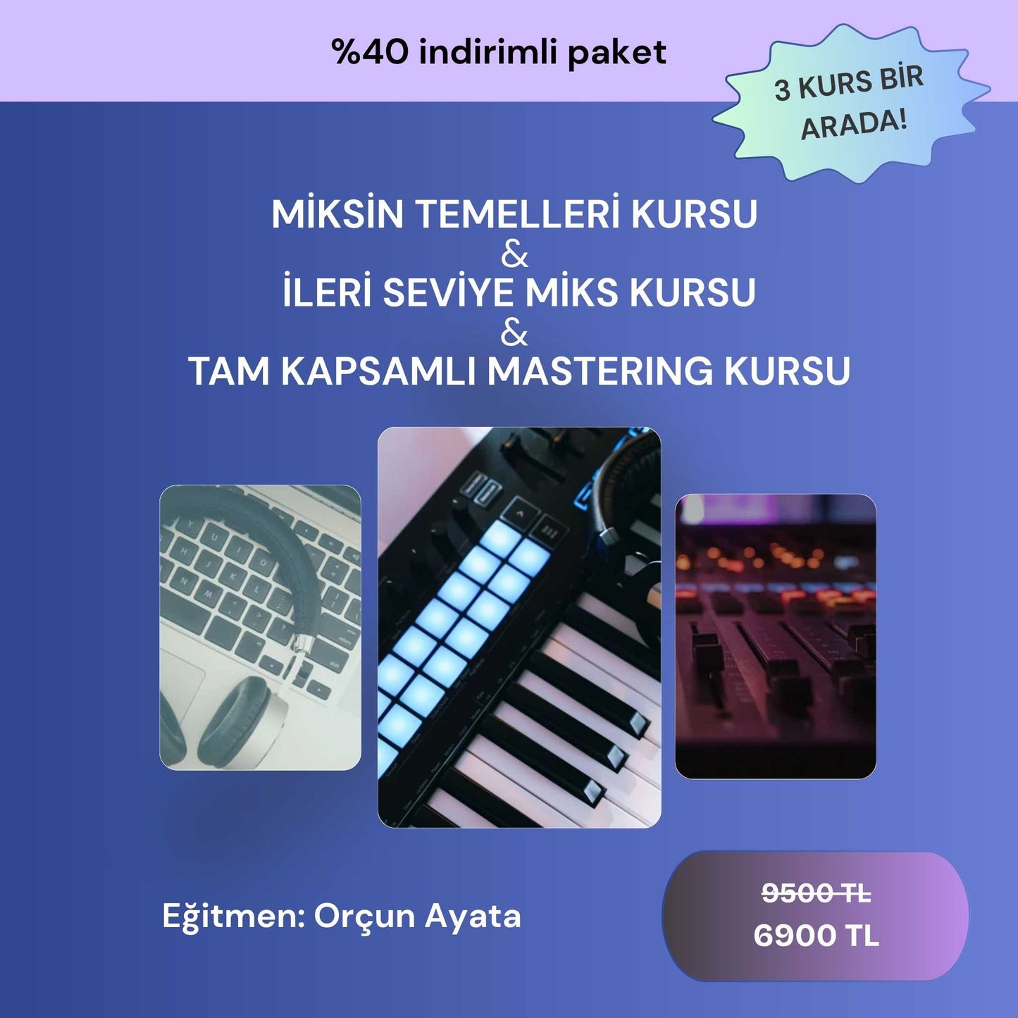 üç kurs paketi mix mastering tüm seviyeler banner