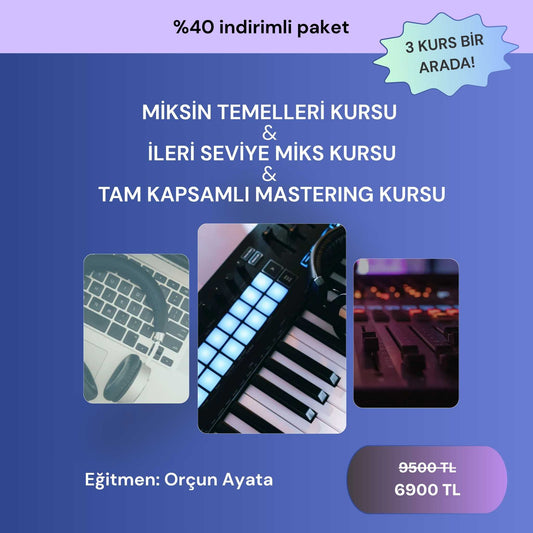 üç kurs paketi mix mastering tüm seviyeler banner